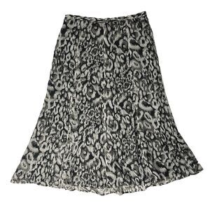 IsaacMizrahiLive! Size 6 Fall Midi Animal Print Gray/Black Skirt